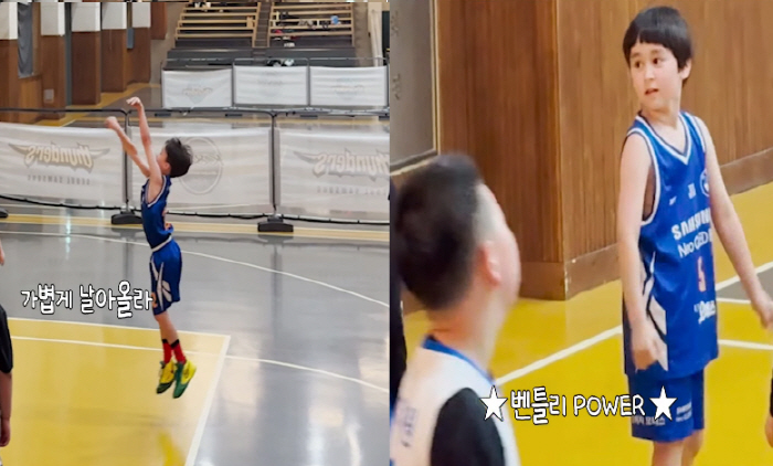 Sam Hammington, 9 and 8 years old, don't be afraid to participate in the basketball tournament for 4 months