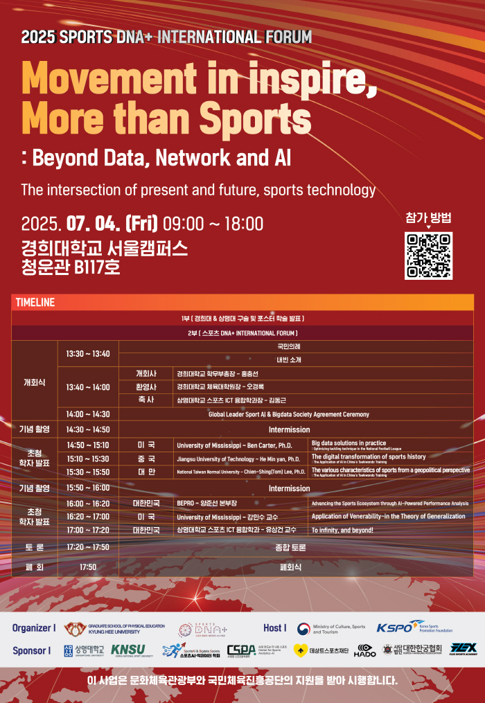 The present and future of sports, AI, and big data convergence, and Kyunghee University will be viewed
