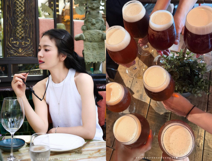 Song Hye-kyo, a beer after work..You're drunk on your beauty