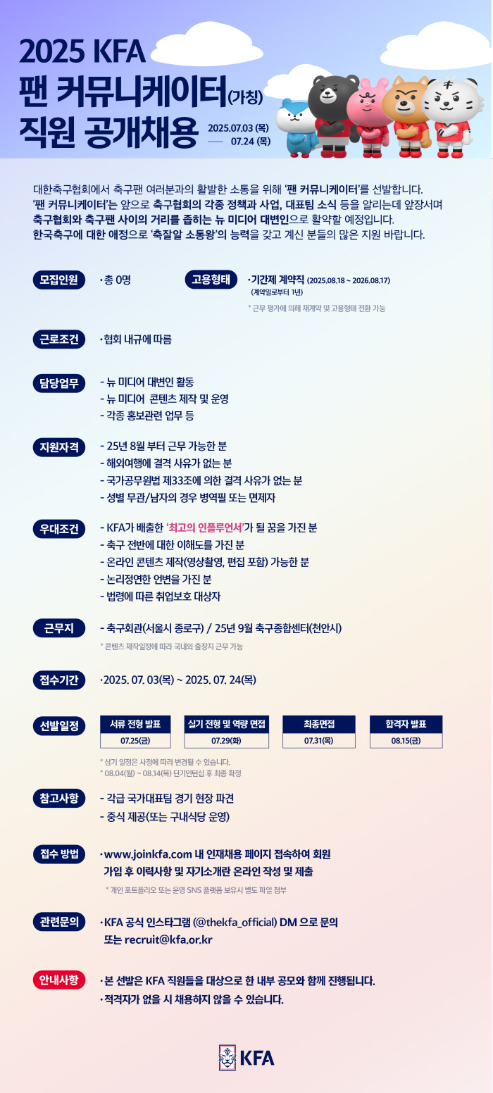 Korea Football Association selects fan communicator to actively communicate with soccer fans