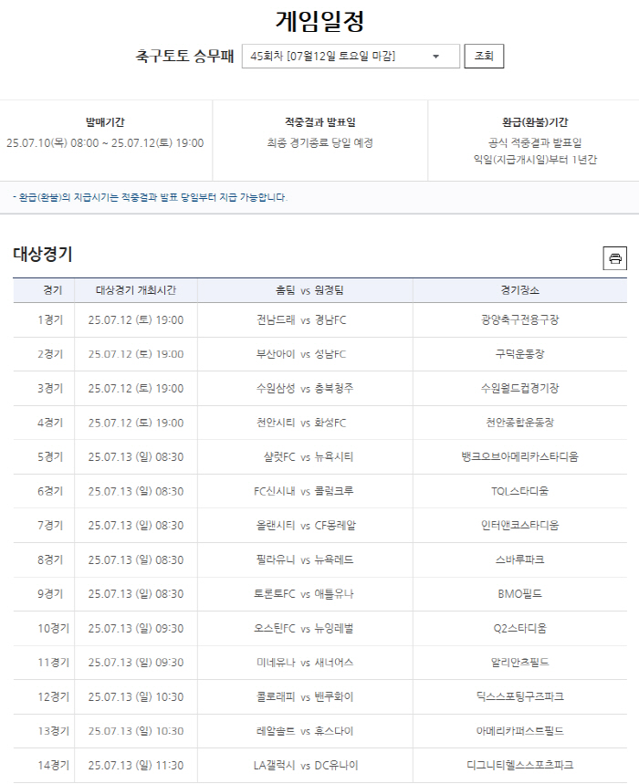 380 million won carried over to the next round...Sports Toto Soccer Toto's crew defeat in the 44th round is announced