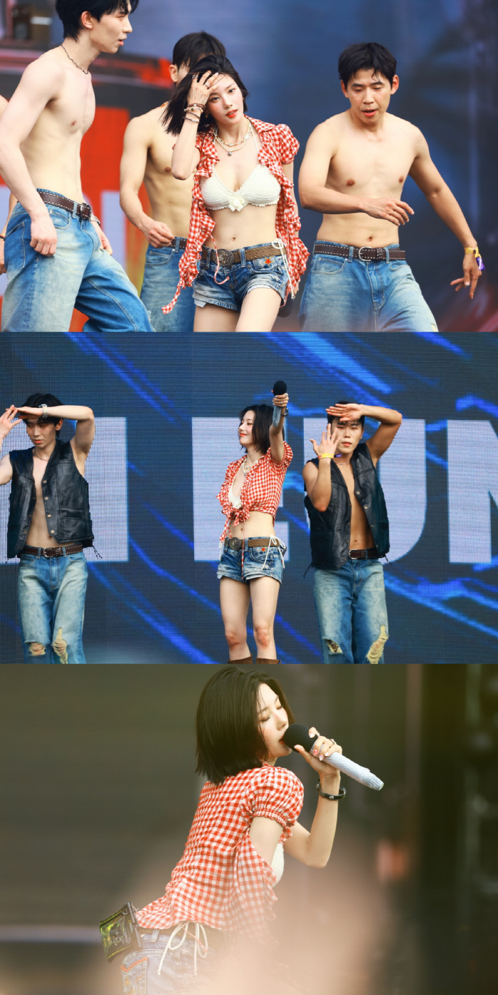 Kwon Eun-bi tore the water bomb again this year, and the bikini got even closer