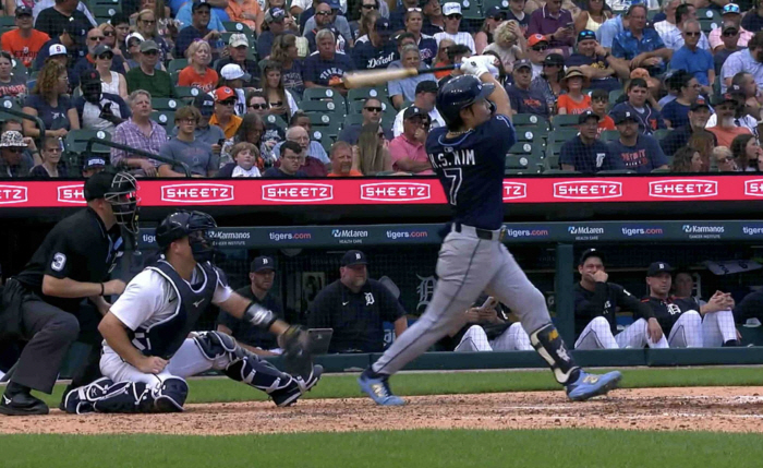 The center fielder of a 172.2km light-speed double missed his direction, the presence of Kim Ha-sung, the highest-paid player in scoring a tie against RBI