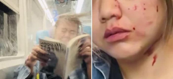 Smash train windows with stones thrown from outside...Wounded in the face and eyes of female passengers