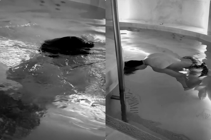 BTS V taking off his top in the pool..Even wet hair is sexy