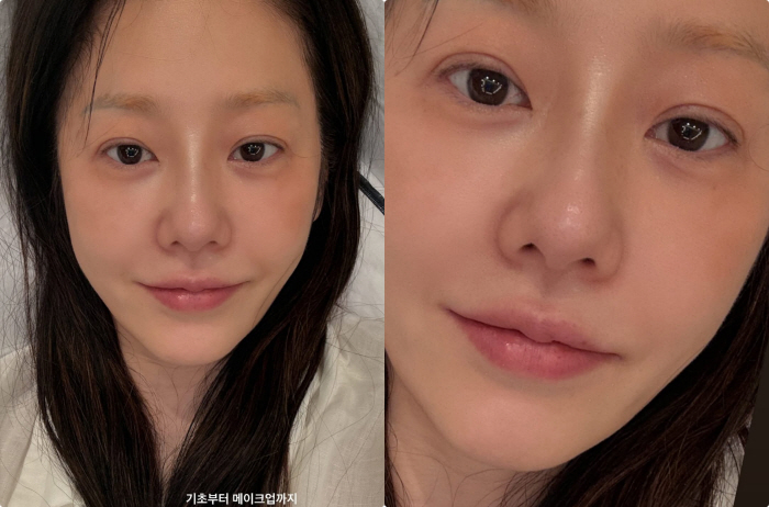 Ko Hyunjung, aren't you too close? A close-up bare face shot where you can see your pores