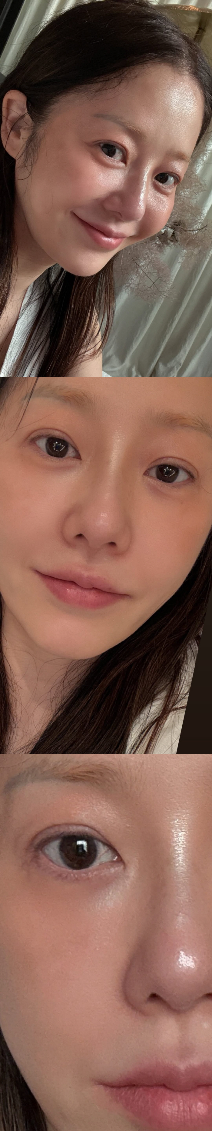 Ko Hyunjung, aren't you too close? A close-up bare face shot where you can see your pores