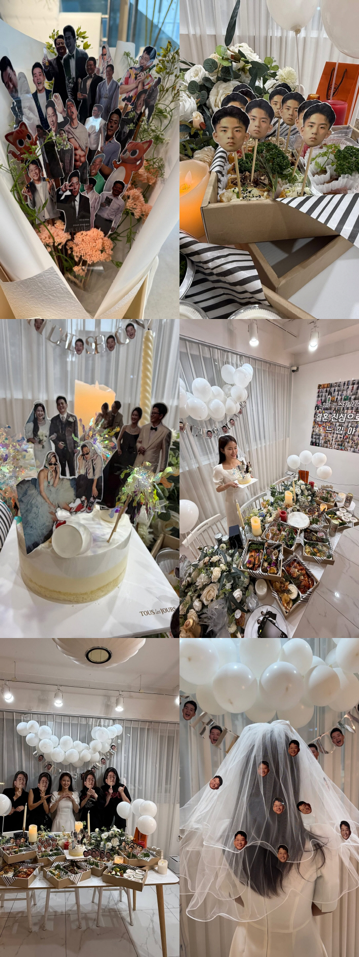 Kim Ji Min, a big bridal shower..♥ Kim Junho's face is bright on the cake