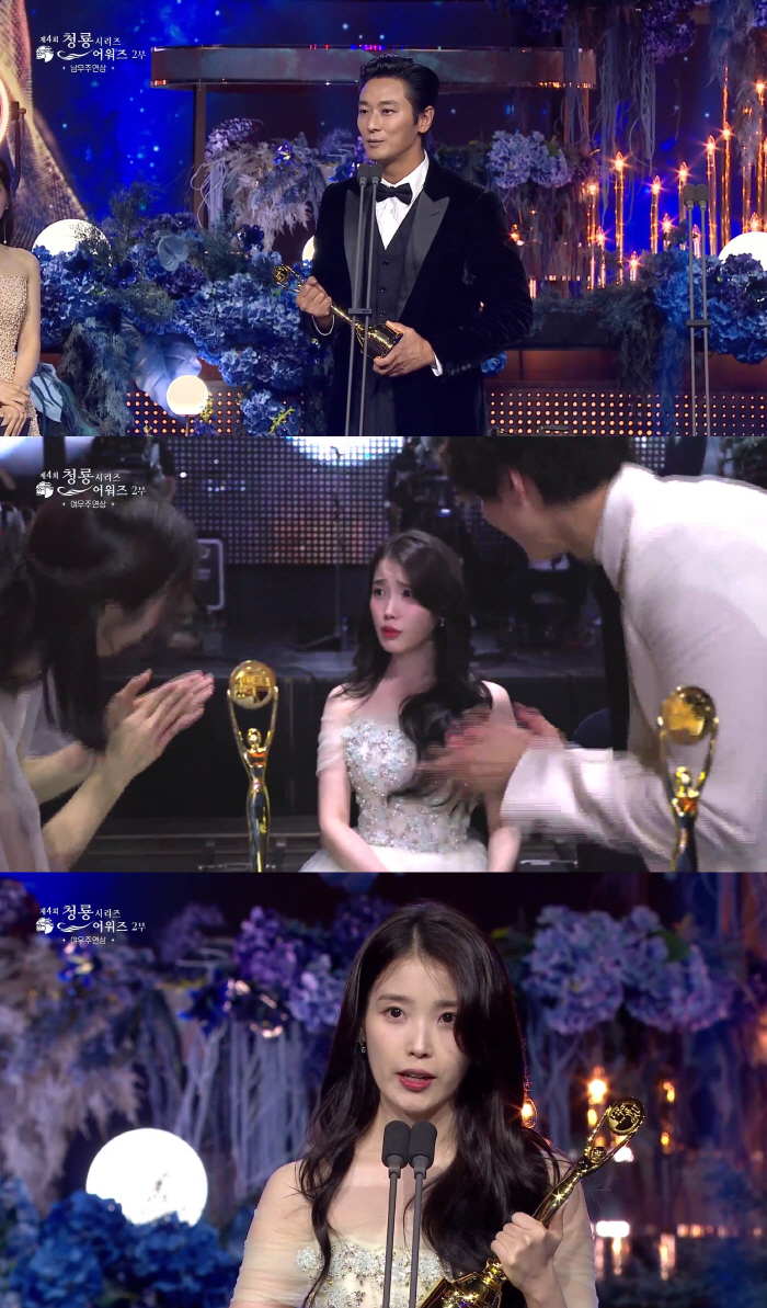 IU and Ju Ji-hoon Win Top Acting Honors at 4th Blue Dragon Series Awards