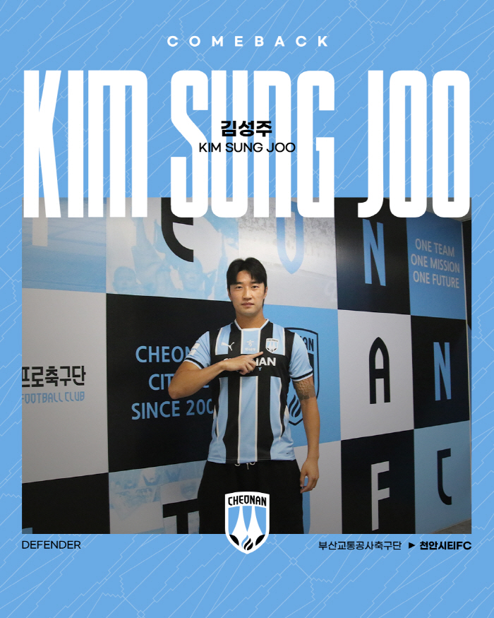  K League 2 Cheonan City FC returns to loan from local boy Kim Sung-joo → Strengthen defense power