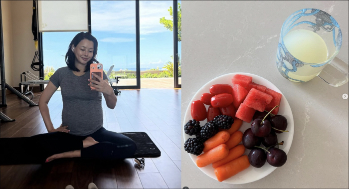 Lee Ha-nee manages her diet thoroughly even in her second pregnancy...There's a reason why my stomach is bulging
