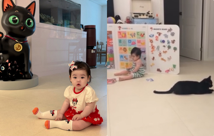 Park Soo Hong's daughter Jay and cat Da Hong are perfect harmony..a lovely brother and sister