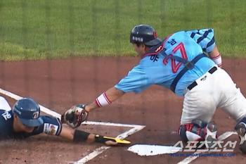 Kim Joo-won stole second base, third base, and home. NC, Gamboa's 6th consecutive Lotte win, and declared their participation in the semifinal battle 