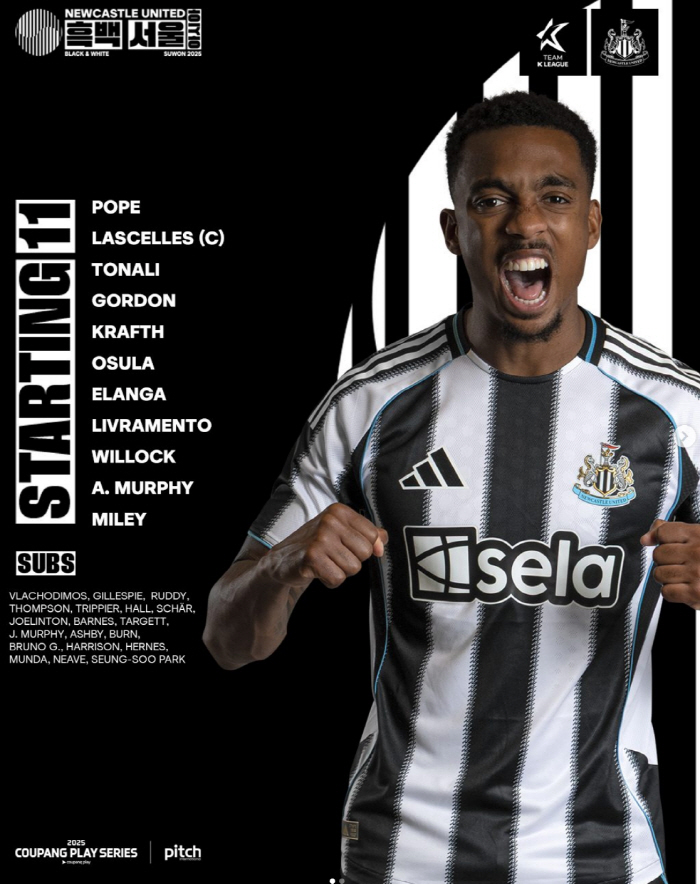 Jeon Jin-woo Lee Dong-kyung Mota's spearhead team K League vs Anthony Gordon Sandro Tonali → Park Seung-soo's replacement list Newcastle unveils Best 11