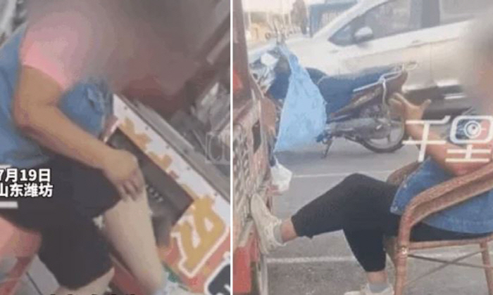 A street vendor who shaves his legs with a cooking knife and does his nails...The screen is smelly