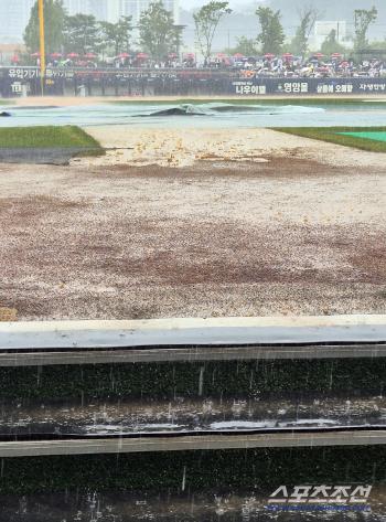  Gwangju Kim Do-young's return match with heavy rain begins to delay...I haven't even covered the tarpaulin