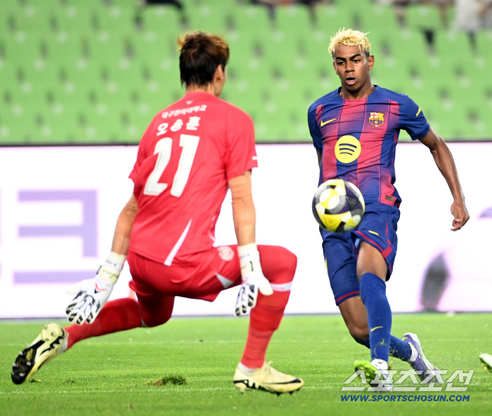  Lamine Yamal crossed the goalkeeper's height