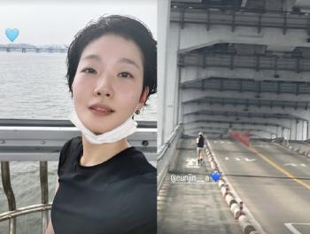 Running in the heat with skinny Ahn Eun-jin and Han Ye-jong's best friend Kim Go-eun..Sweat proof shot