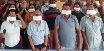 Political protests with sanitary pads on their faces...controversy over demeaning women