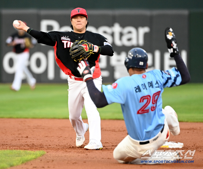  Kim Sun-bin and Kim Do-young receive a throw to first base