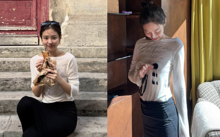 Jenny, who removed her makeup, wore a 30,000 won t-shirt and said, 'Don't play tricks on the Paris street eating show.' 