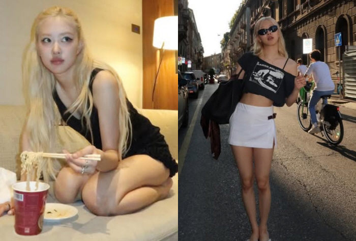  Rosé, who showed off her waistline, European tour chic → simple charm