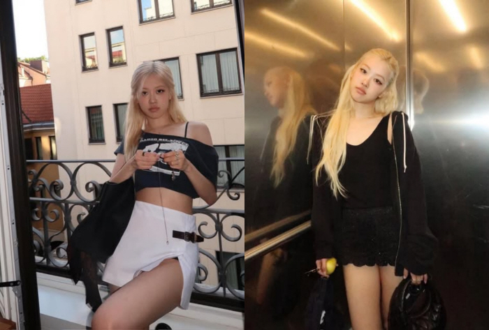  Rosé, who showed off her waistline, European tour chic → simple charm