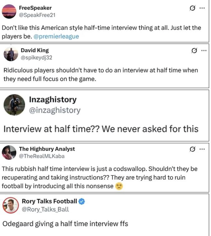 American halftime interview?We never wanted to! First introduction of EPL, fan complaints explode over Arsenal Captain match interview
