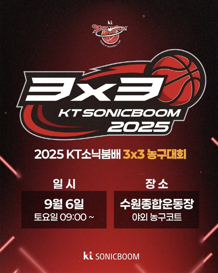 Suwon KT Sonic Boom will hold the 2025 KT Sonic Boom Cup 3x3 basketball tournament on September 6th