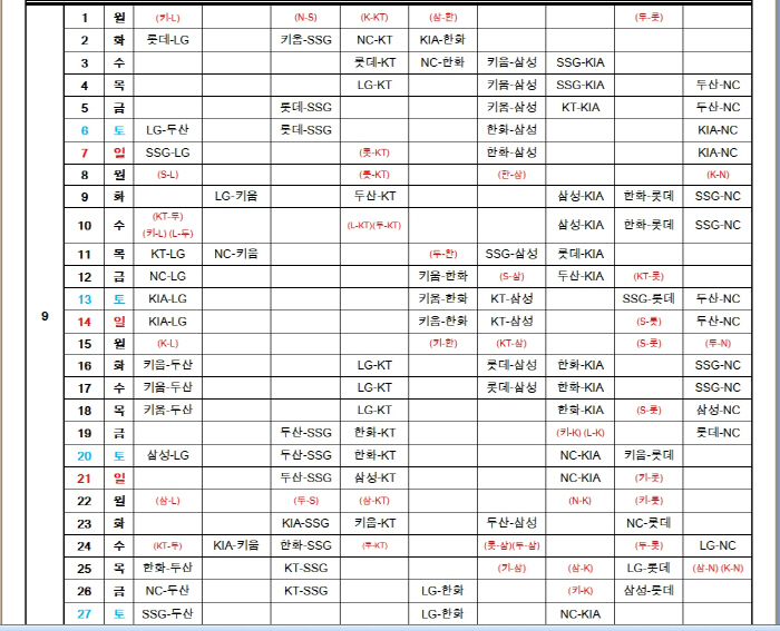  You can make an in-person plan now KBO Releases Remaining Game Schedule, Ends Regular Season on Sept. 30