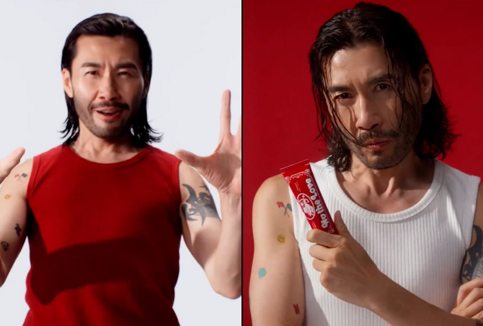  Wet hair  red sleeveless Noh Hong-cheol, narcissistic toothpaste pictorial → Brushing teeth video released