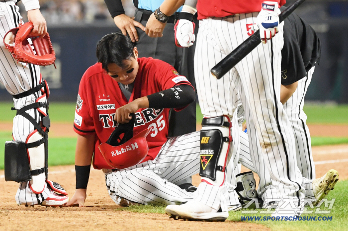  KIA Oh Sun-woo hit by a 154km fastball
