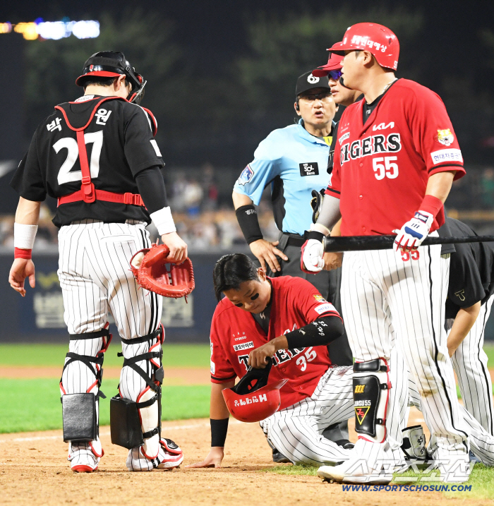 KIA Oh Sun-woo hit by a 154km fastball