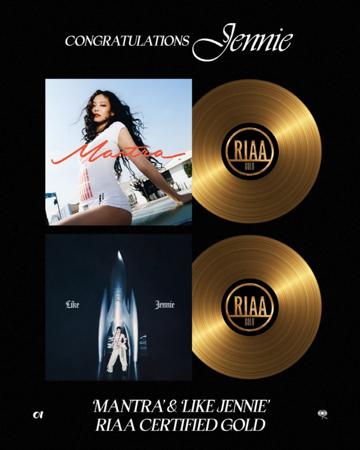 Jennie Sets K-Pop Solo Record with 3 RIAA Certifications