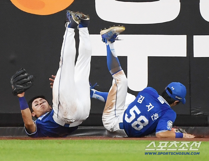  Kim Ji-chan and Kim Sung-yoon collided while batting