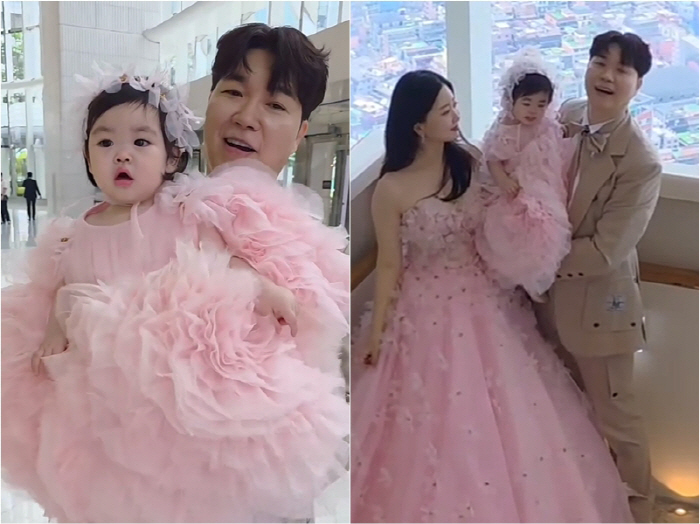 Park Soo-hong ♥ Kim Daye's daughter Jae-yi is already a rock...First birthday family photo. Eyes