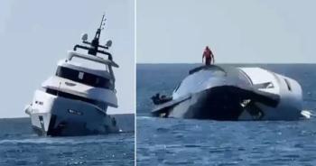 A luxury yacht worth 1.4 billion won sank 15 minutes after its first voyage