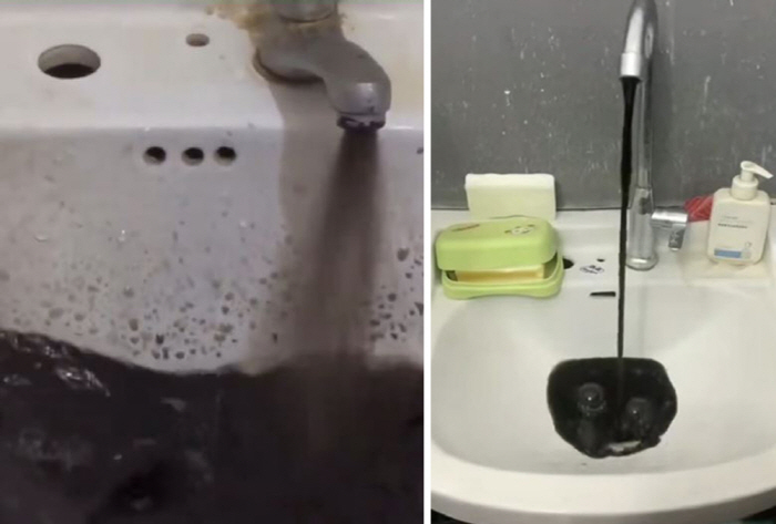 Black water gushing...University Water Pollution Food poisoning in a group of 2,000 people