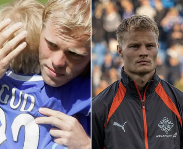 The son of the father of what is the legend of what has happened, Eidur Gudjonsen, scored against France for Iceland...A total of 52 goals in the three-way A-match