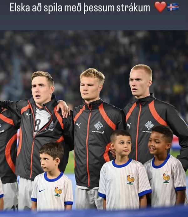 The son of the father of what is the legend of what has happened, Eidur Gudjonsen, scored against France for Iceland...A total of 52 goals in the three-way A-match
