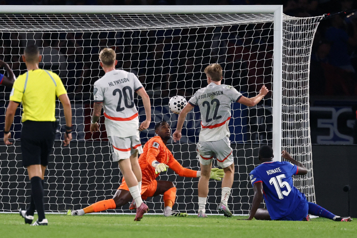 The son of the father of what is the legend of what has happened, Eidur Gudjonsen, scored against France for Iceland...A total of 52 goals in the three-way A-match