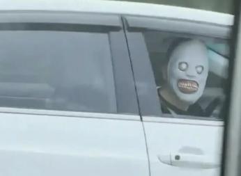 Scared by horror mask while driving on highway, culprit is foreign teacher