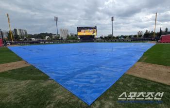  Champion with a large waterproof cloth due to the rain before the game