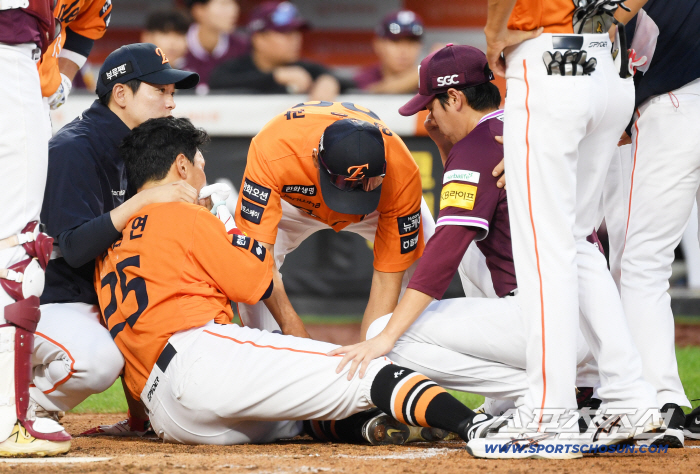 Kim Tae-yeon, 140km fastball, face dune → Hospital urgently moved...Ha Young Min's head shot is gone