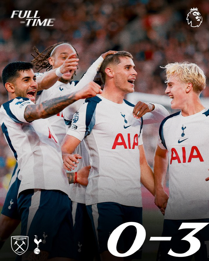 It's okay without Son Heungmin! Tottenham is crazy, 'Very crazy performance' overpowered West Ham 30 and ranked second in EPL