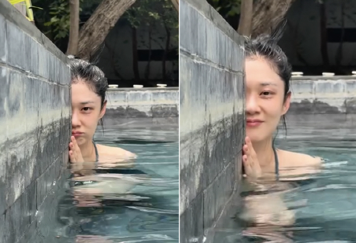 'Who's 44?' Jang Na-ra admires fans for cute swimming pool self-video during vacation