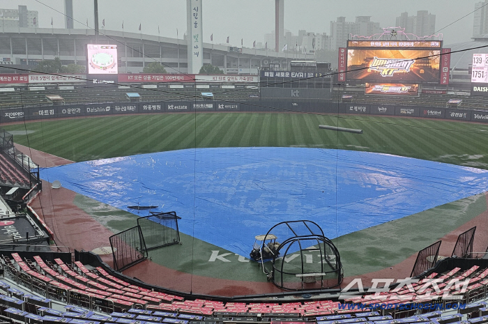 Suwon is already a sea of water due to heavy rain. The possibility of a doubleheader tomorrow against LGKT is up 