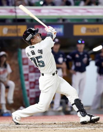 There's a big rookie here, too! I can't believe my first professional hit was a three-run home run. 