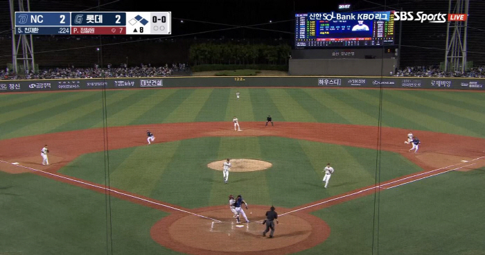 Mistake or intentional obstruction of defense → Lotte Wollin final hit! ...Can't we see Busan's fall this year. NC wins 42 games against Lotte 