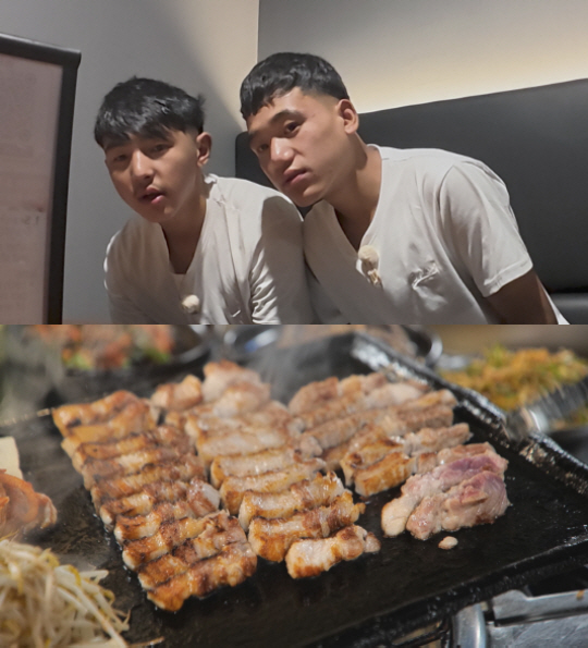 Gian84 Nepalese younger brother Tamang and Rai practice eating chopsticks after inhaling pork belly